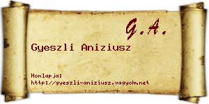 Gyeszli Aniziusz névjegykártya